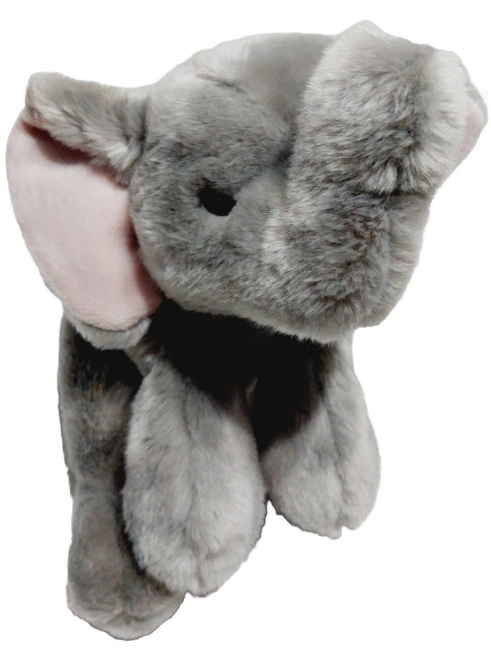 A & A Plush Baby Elephant Gray Pink Ear Beanbag Stuffed Animal 12"
